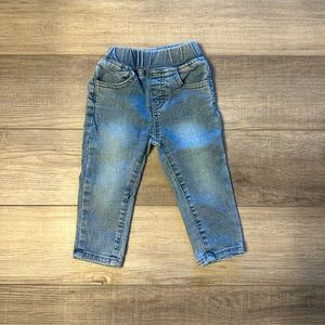 Little Bipsy Light Wash Denim Jeans with elastic waist band in 12-18 months